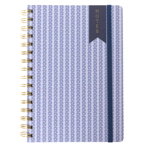 Blue Blockprint Spiral Journal