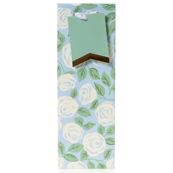 Blue w/ White Flowers Wine Bag