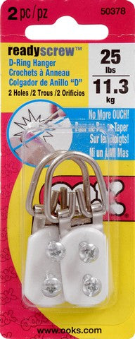 D-Ring Hanger, 2-Hole/2pk/Lg