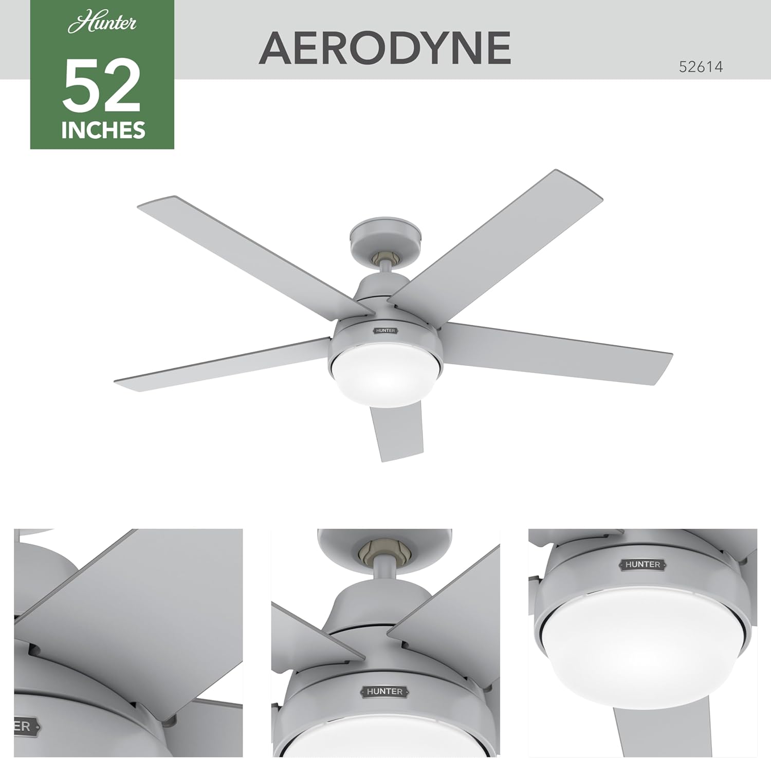 52" Aerodyne LED Fan-Dove Grey