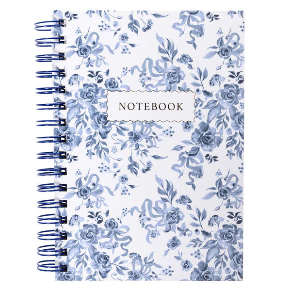 Floral 6x8 Notebook, Blue/Wht