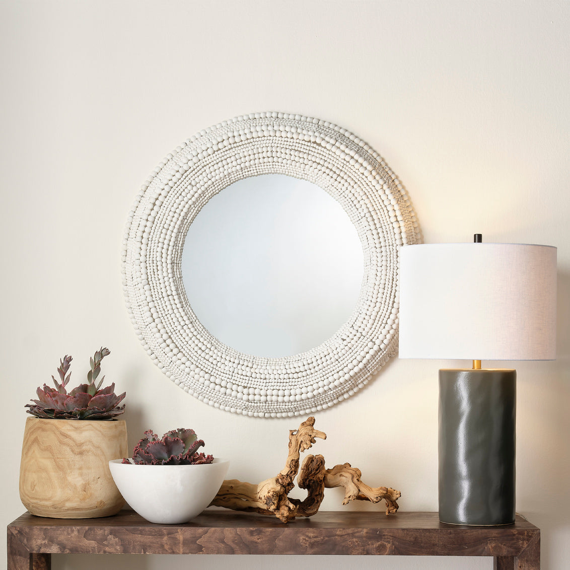 37.5" Strand Bead Mirror - Wh
