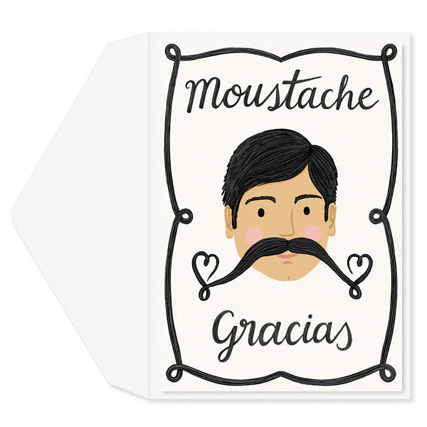 Moustache Gracias Thank U Card