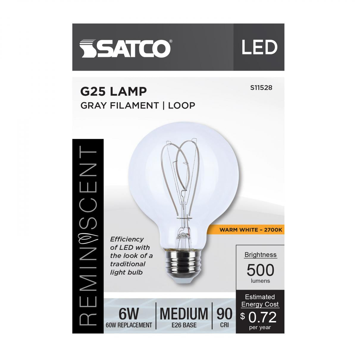 Reminiscent LED 6W G25 Bulb