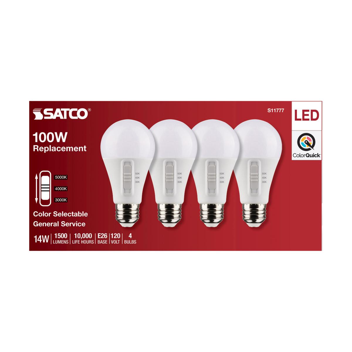 14W LED A19 3CCT Bulbs - 4Pk