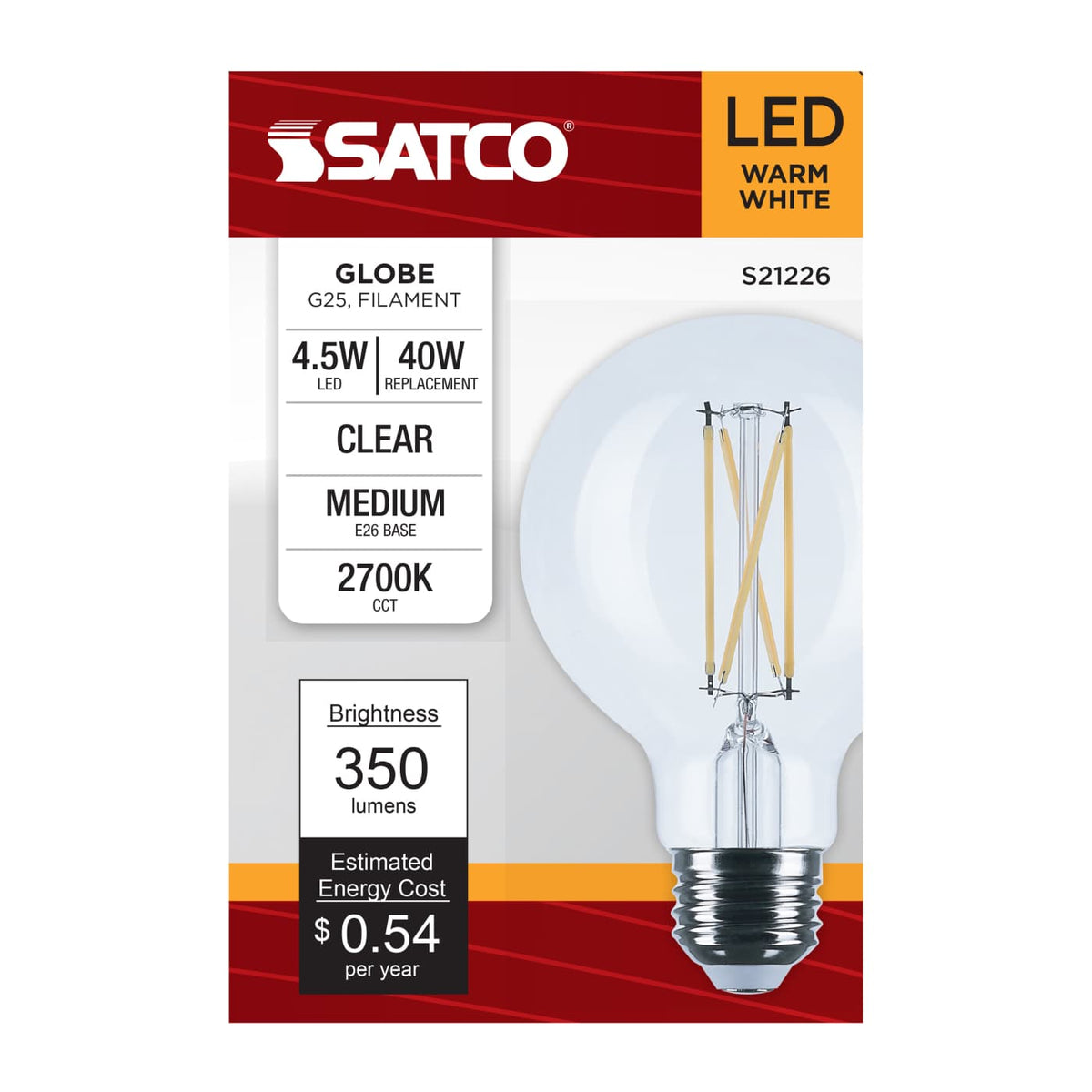 4.5W LED Clear G25 - 2700K