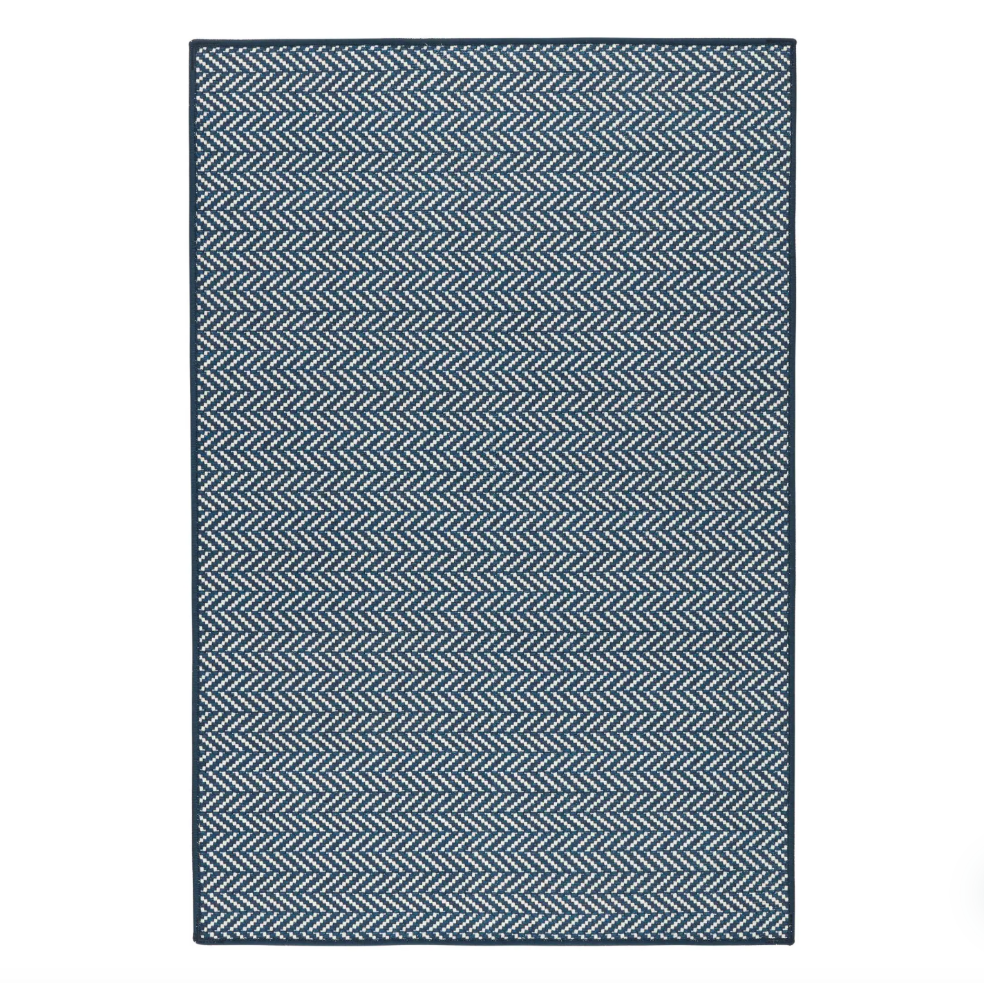 Herringbone Washable Rug, Navy