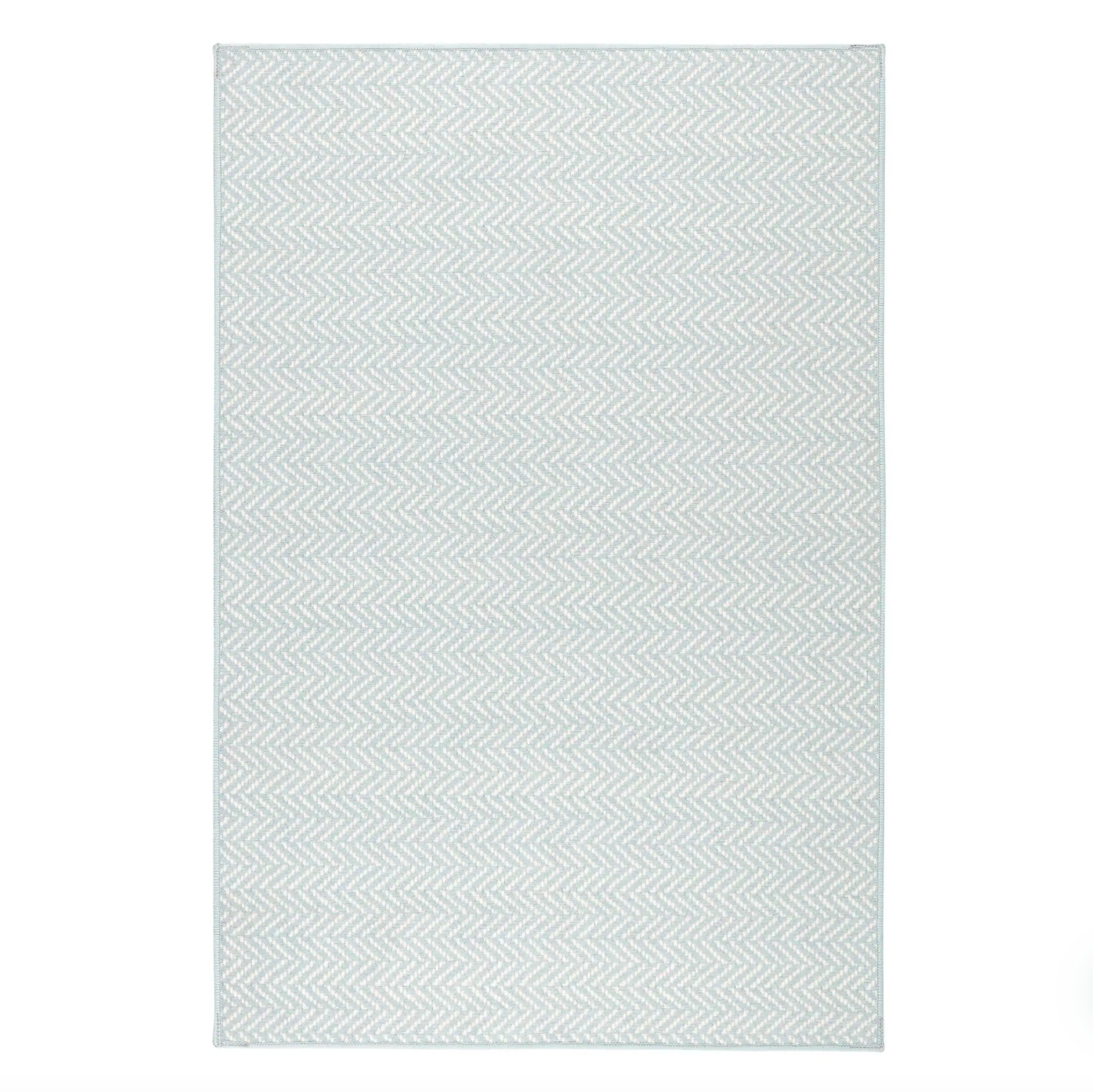 Herringbone Washable Rug, Swedish Blue