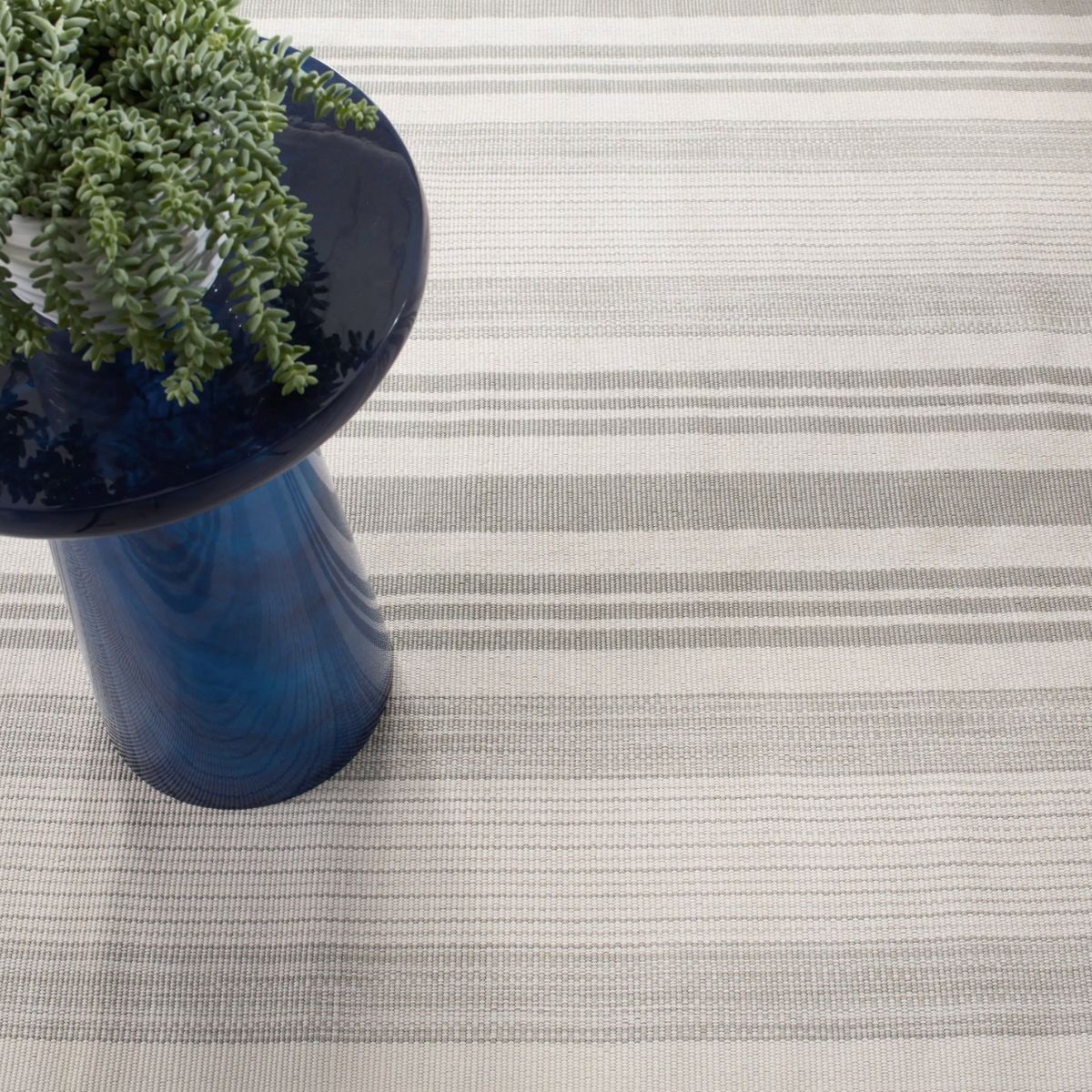 Quincy Platinum Stripe Indoor/Outdoor Rug