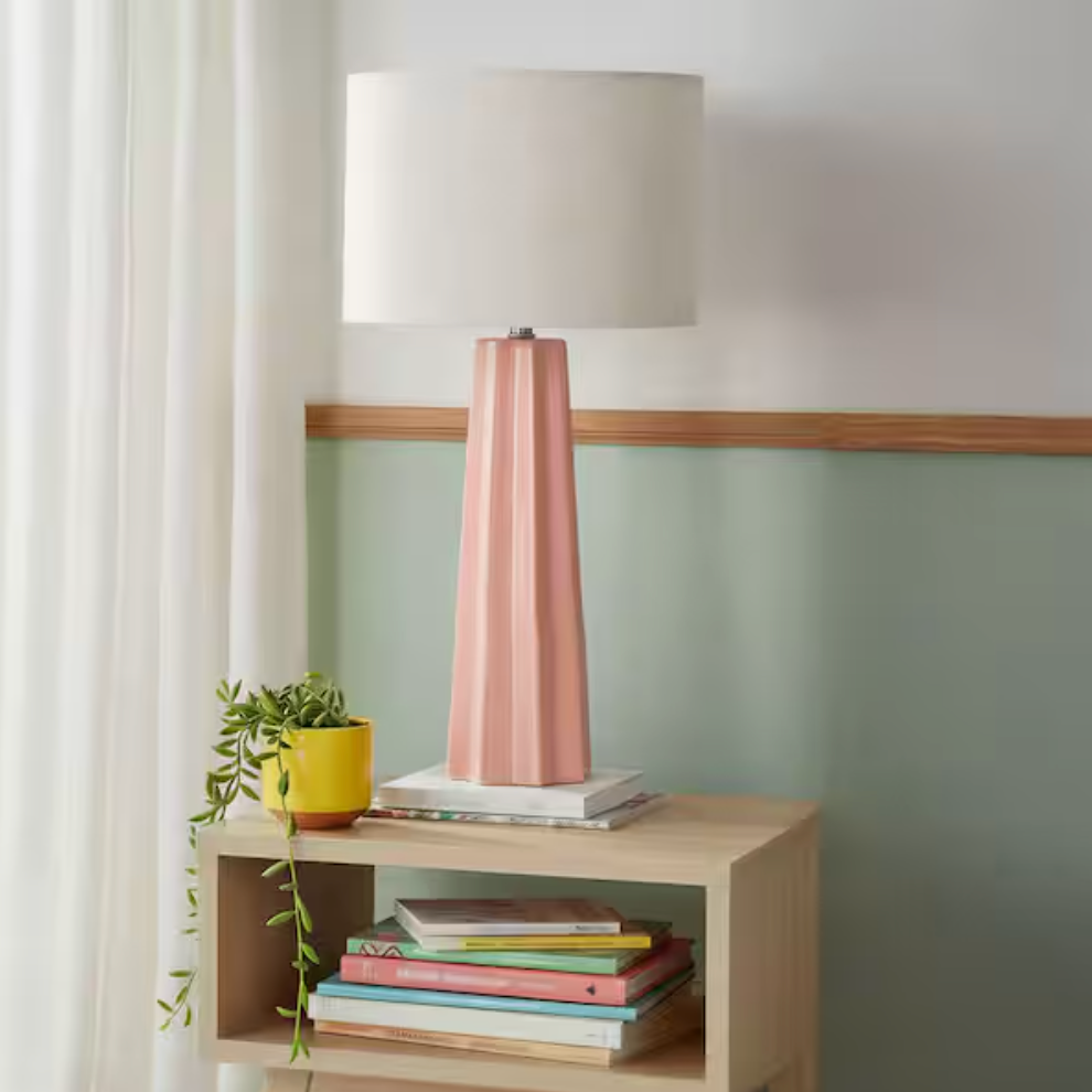 Fluted Table Lamp, Pink