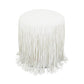 Shag Me Leather Ottoman, Ivory