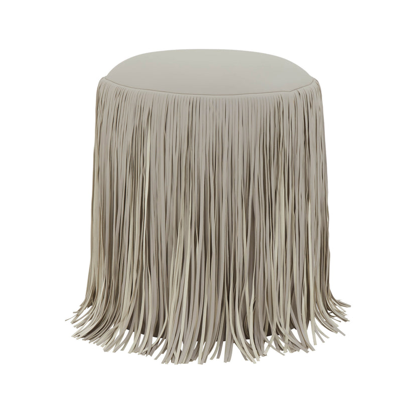 Shag Me Leather Ottoman, Grey