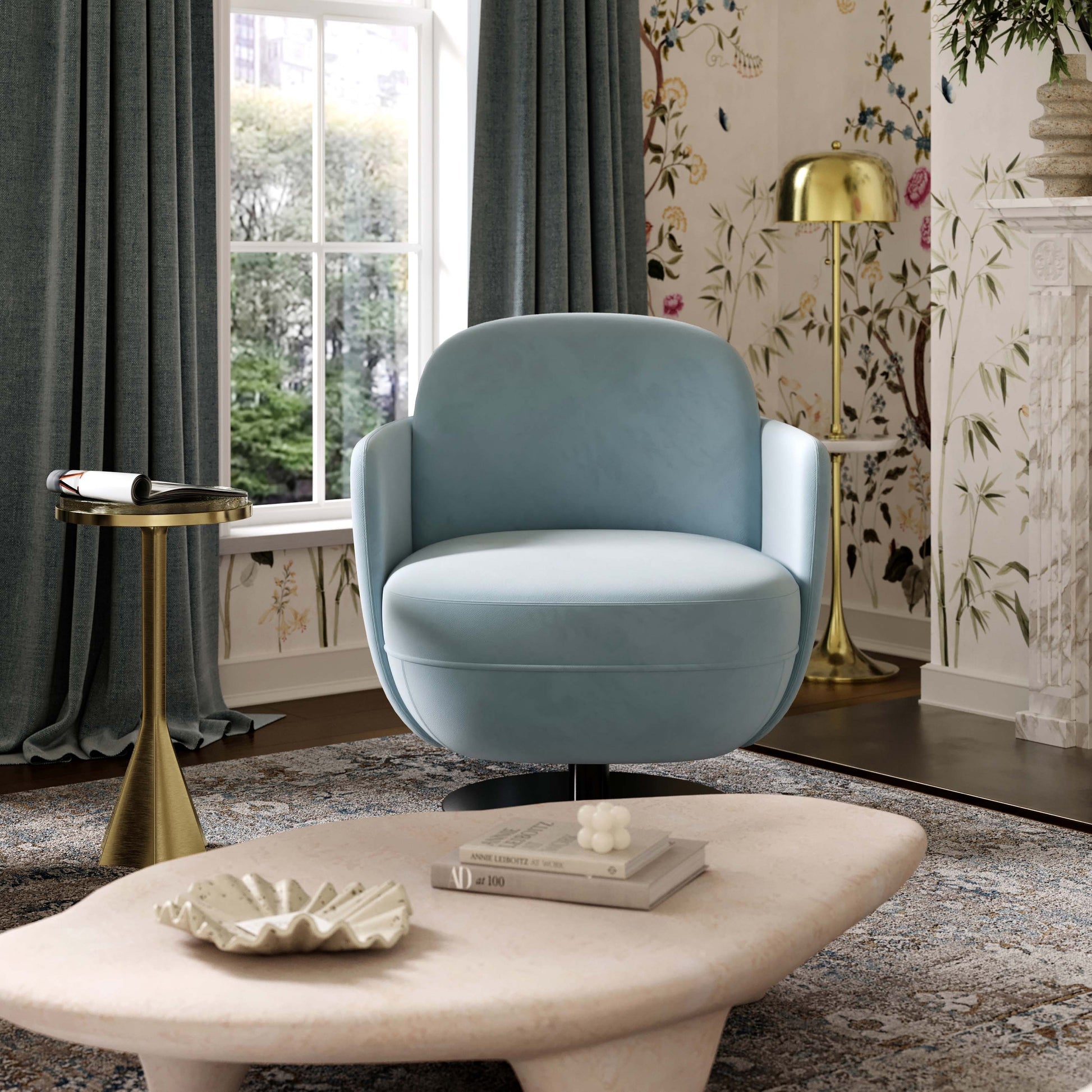 Solange Swivel Chair, Blue