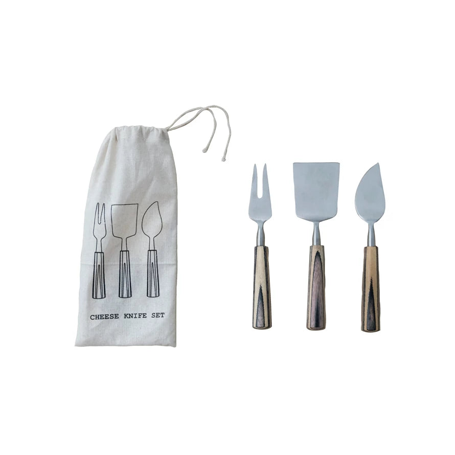 St/3 Cheese Servers, Blk/Wood