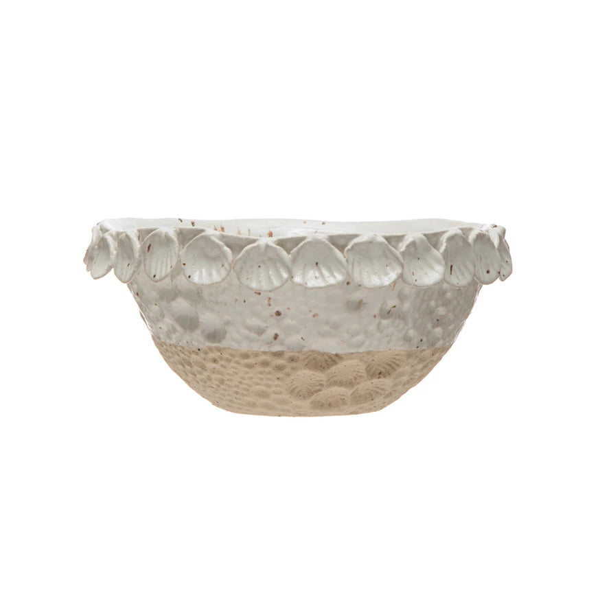 Stoneware Bowl w/ Shell Trim