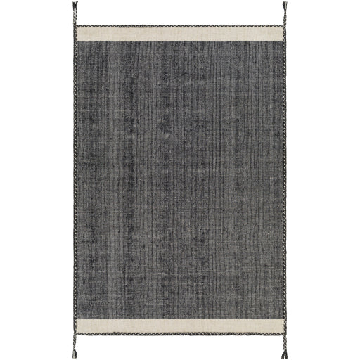 Bushra Black Fringe Rug - 6x9