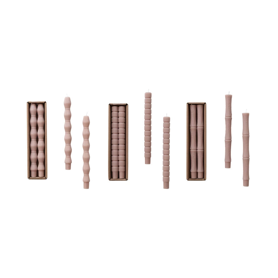 Sculpted Taper Candle - Khaki