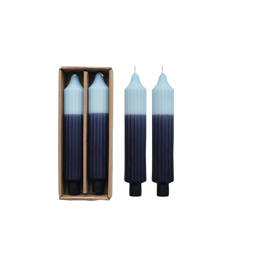 St/2 Pleated Blue Tapers, 8"