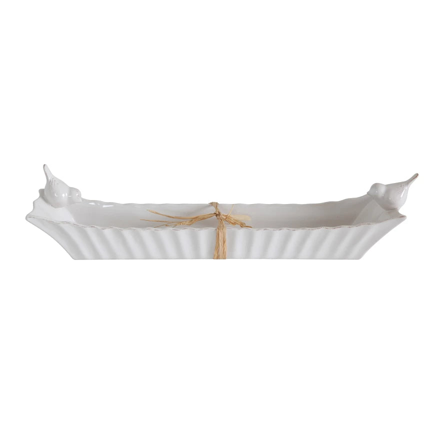 2 Birds Ceramic Cracker Dish