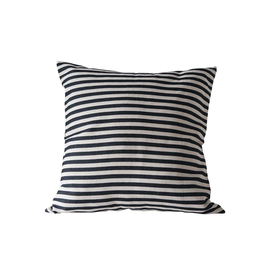 26" Blk & Wht Striped Pillow