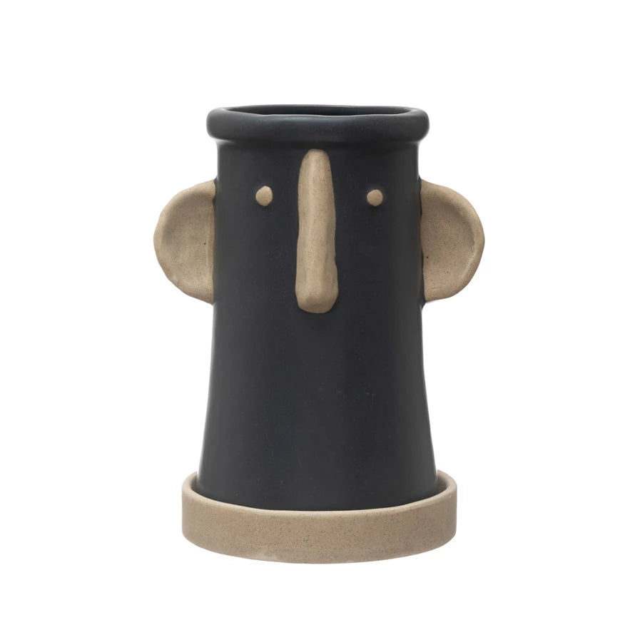 Stoneware Face Planter &Saucer