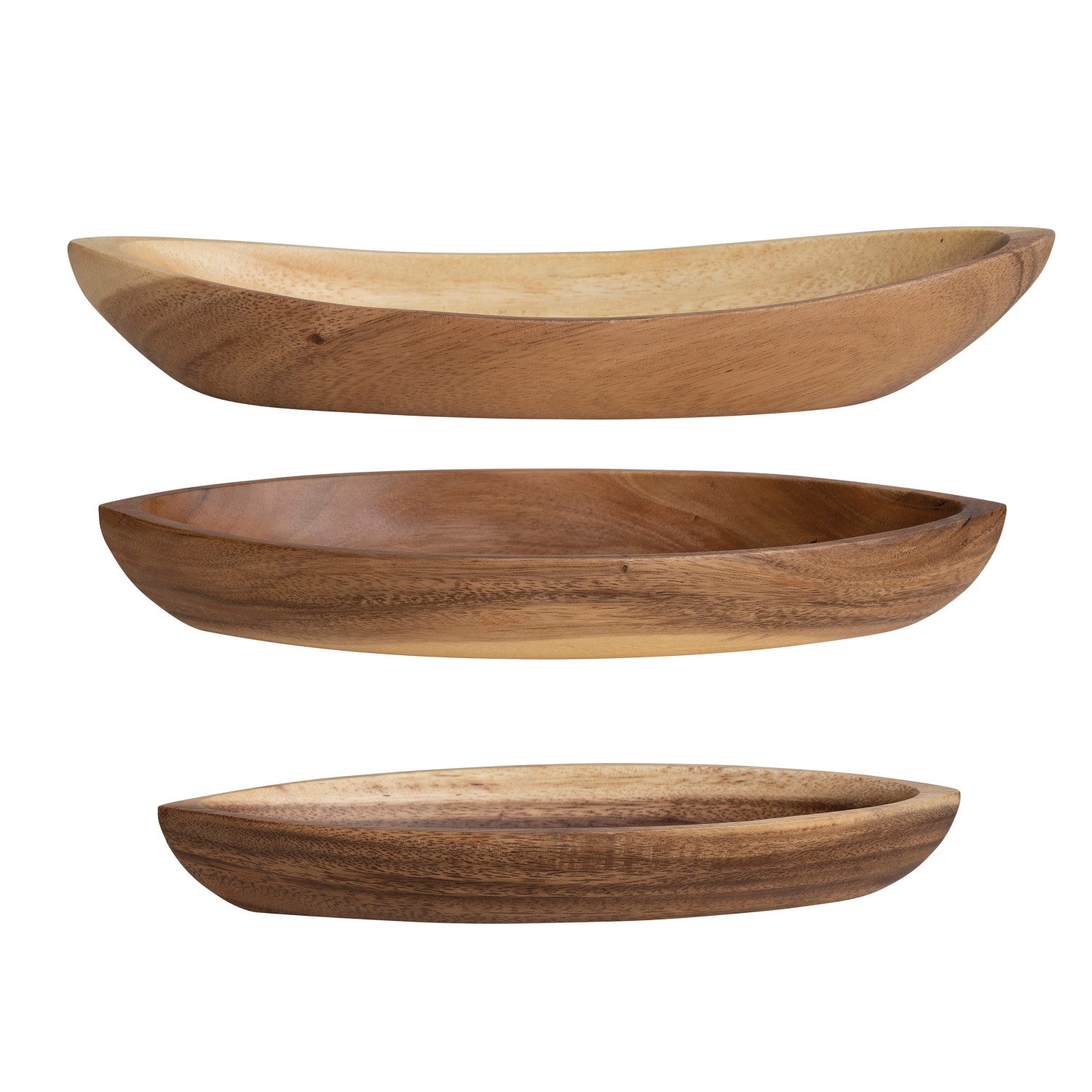Acacia Wood Boat Bowls - Nat