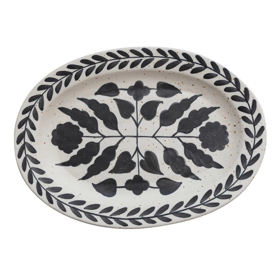 Platter w/ Black Floral Design