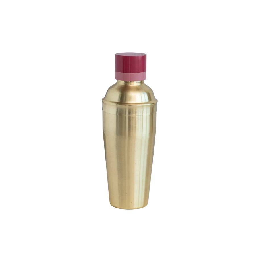 Brass Cocktail Shaker/Pink Top