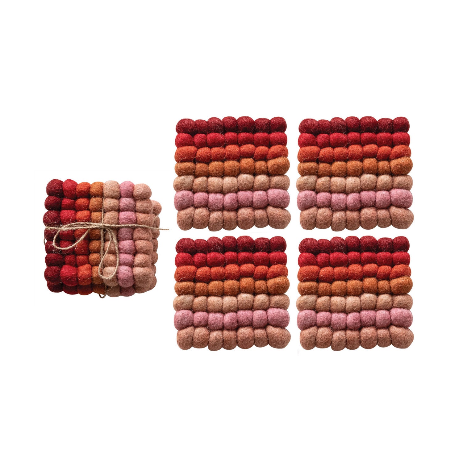 St/4 Pink Ombre Felt Coasters