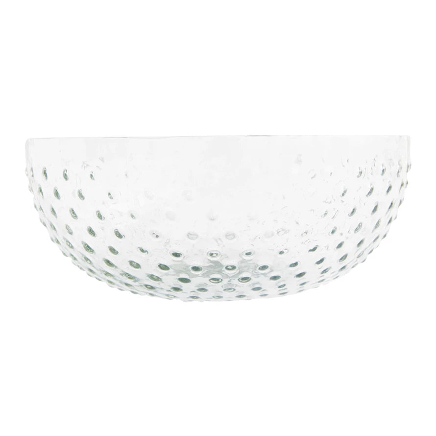 8" Glass Hobnail Low Bowl