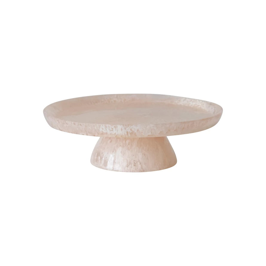 Resin Pedestal - Marbeled Pink
