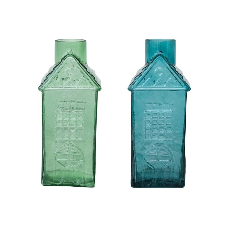 Glass House Shaped Vase