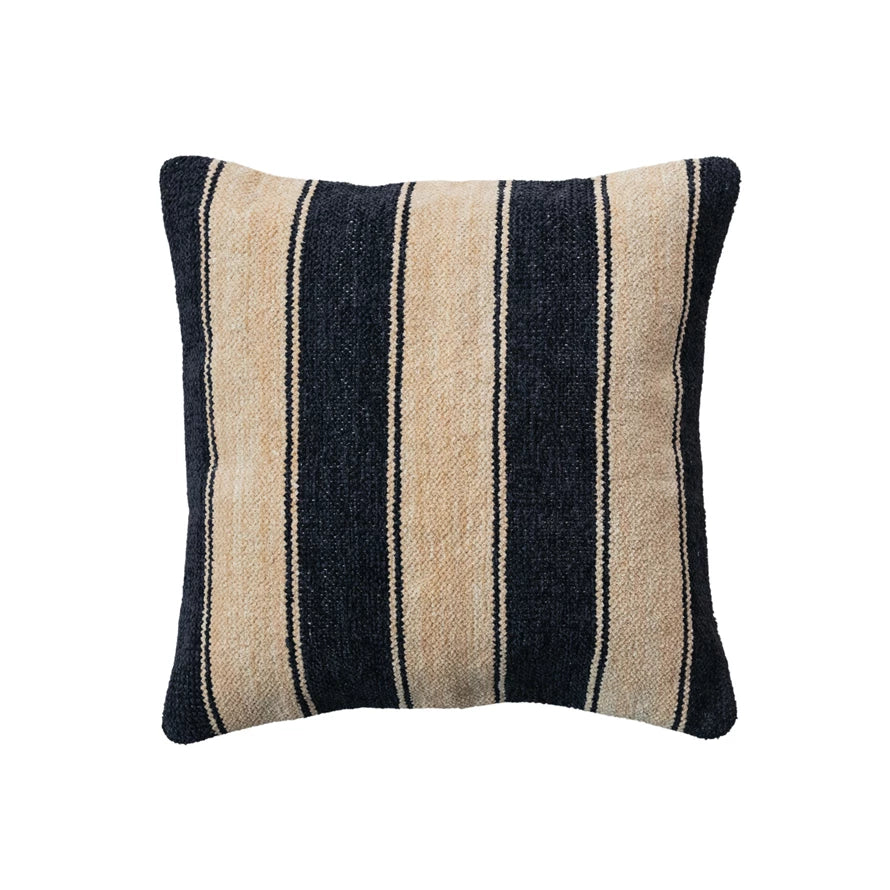Chenille Pillow, 20"/Blk&Nat