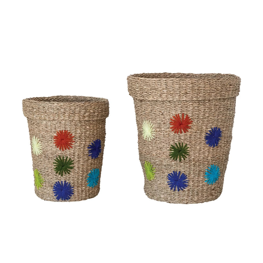 Woven Basket w Multi/Flowers