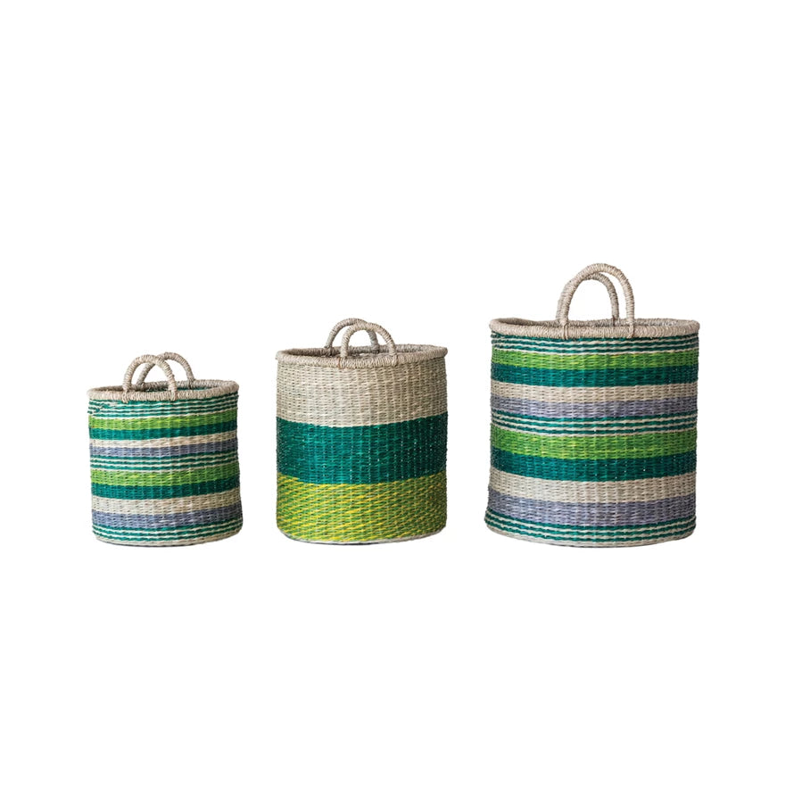 Gr/Purple/Yellow Strip Basket