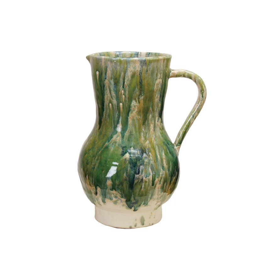 Rustic Country Green Pitcher
