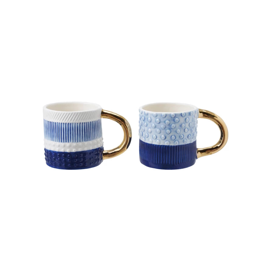 14oz. Handmade Mug, Blue/Gold