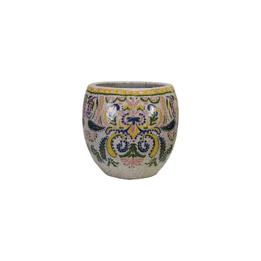 7" Secret Garden Crackle Pot