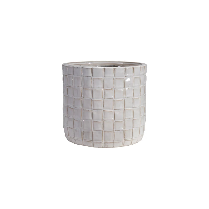 Cream Woven Planter, 7" Pot