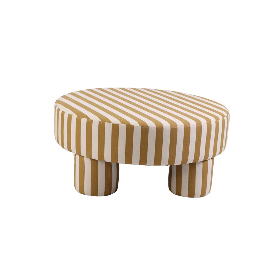 Fabric Ottoman, Cream/Mustard