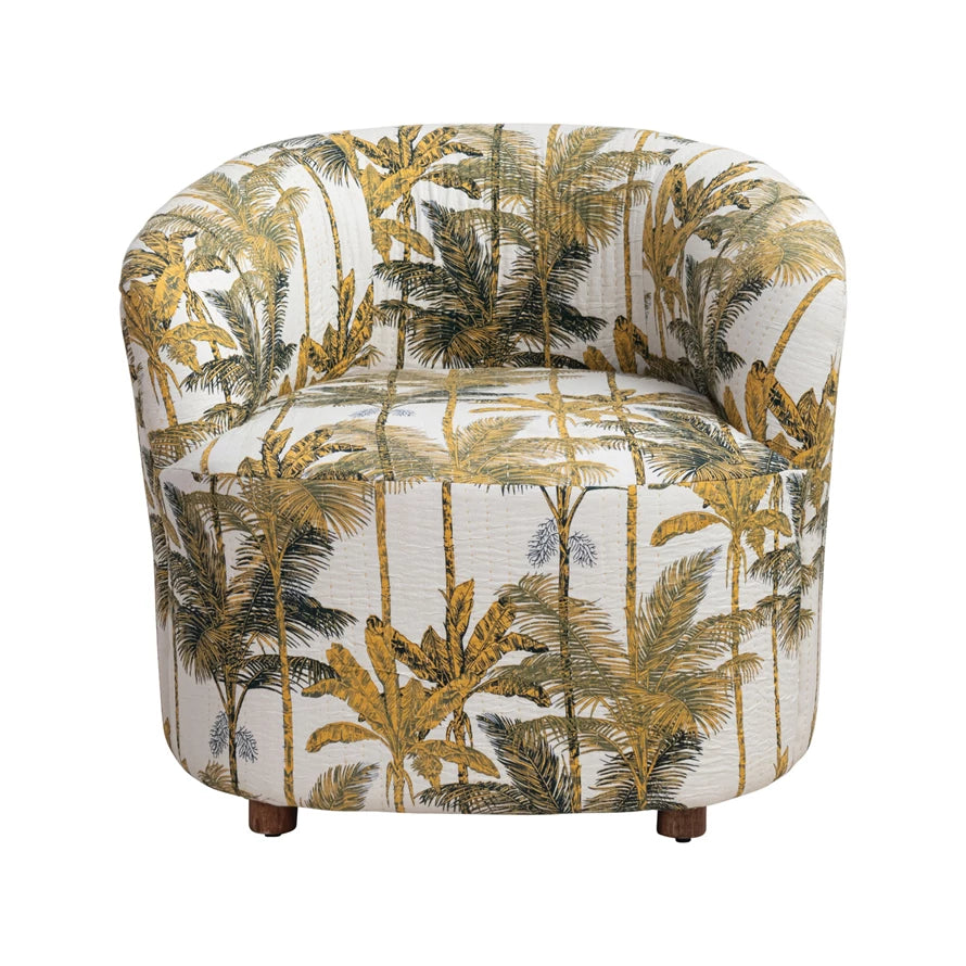 Upholstered Chair, Palm Trees