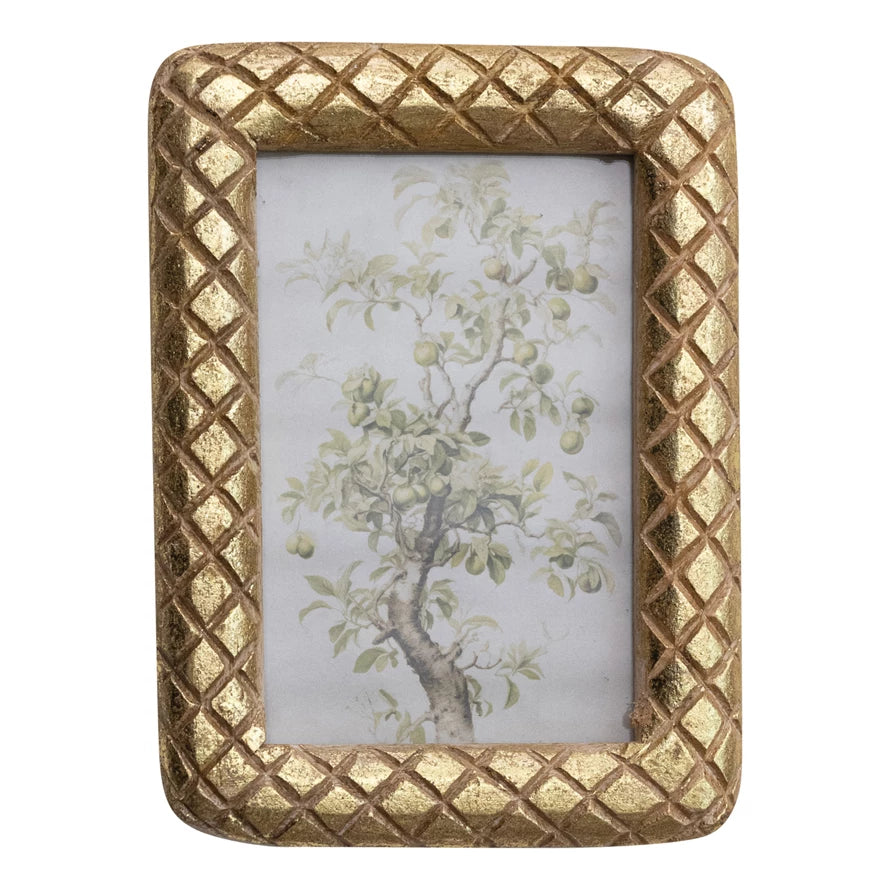 Carved Diamond Frame, Gold/4x6