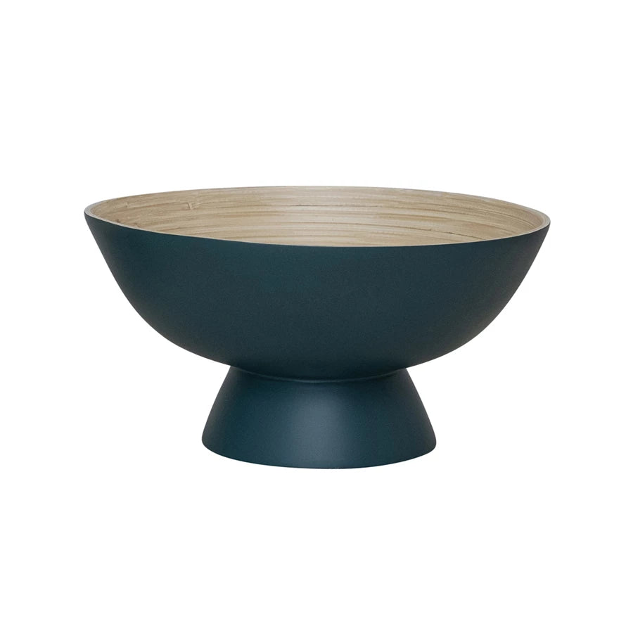 12" Footed Bowl, Bamboo/Navy
