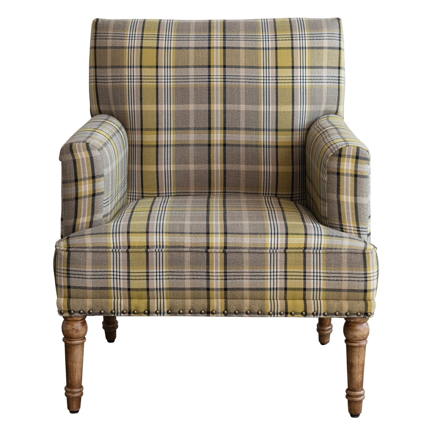 Upholstered Plaid Chair
