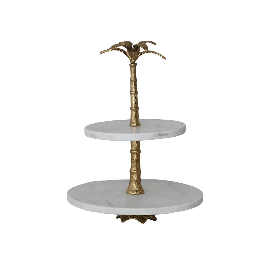 2-Tier Tray, Palm Tree Handle