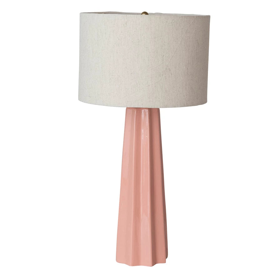 Fluted Table Lamp, Pink