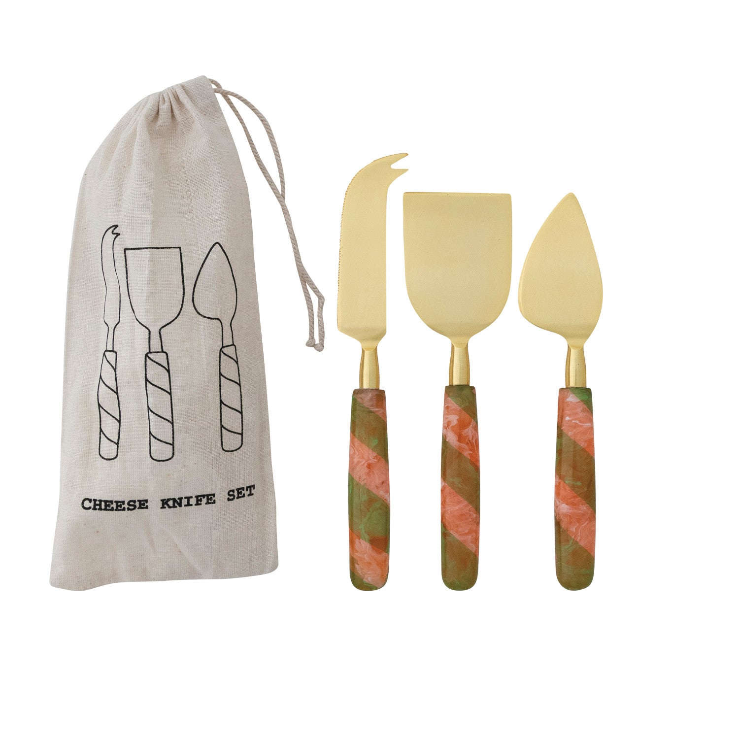 St/3 Cheese Knives, Grn/Pink