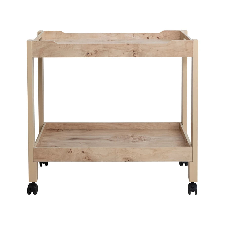 2-Tier Burlwood Bar Cart