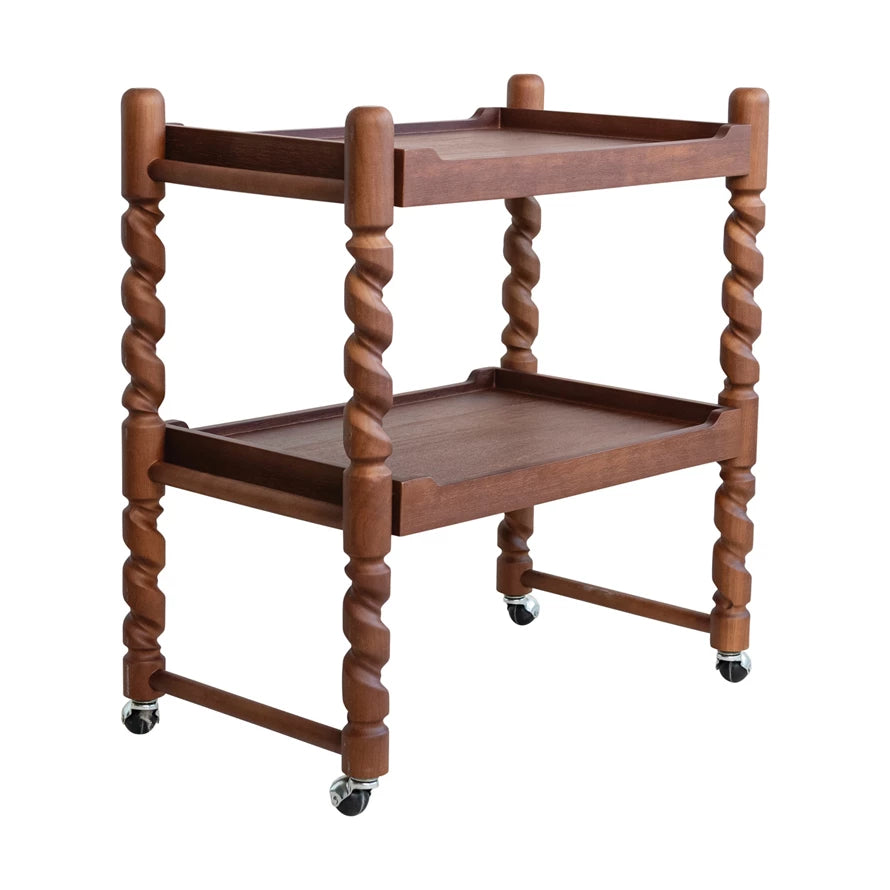 2-Tier Walnut Bar Cart
