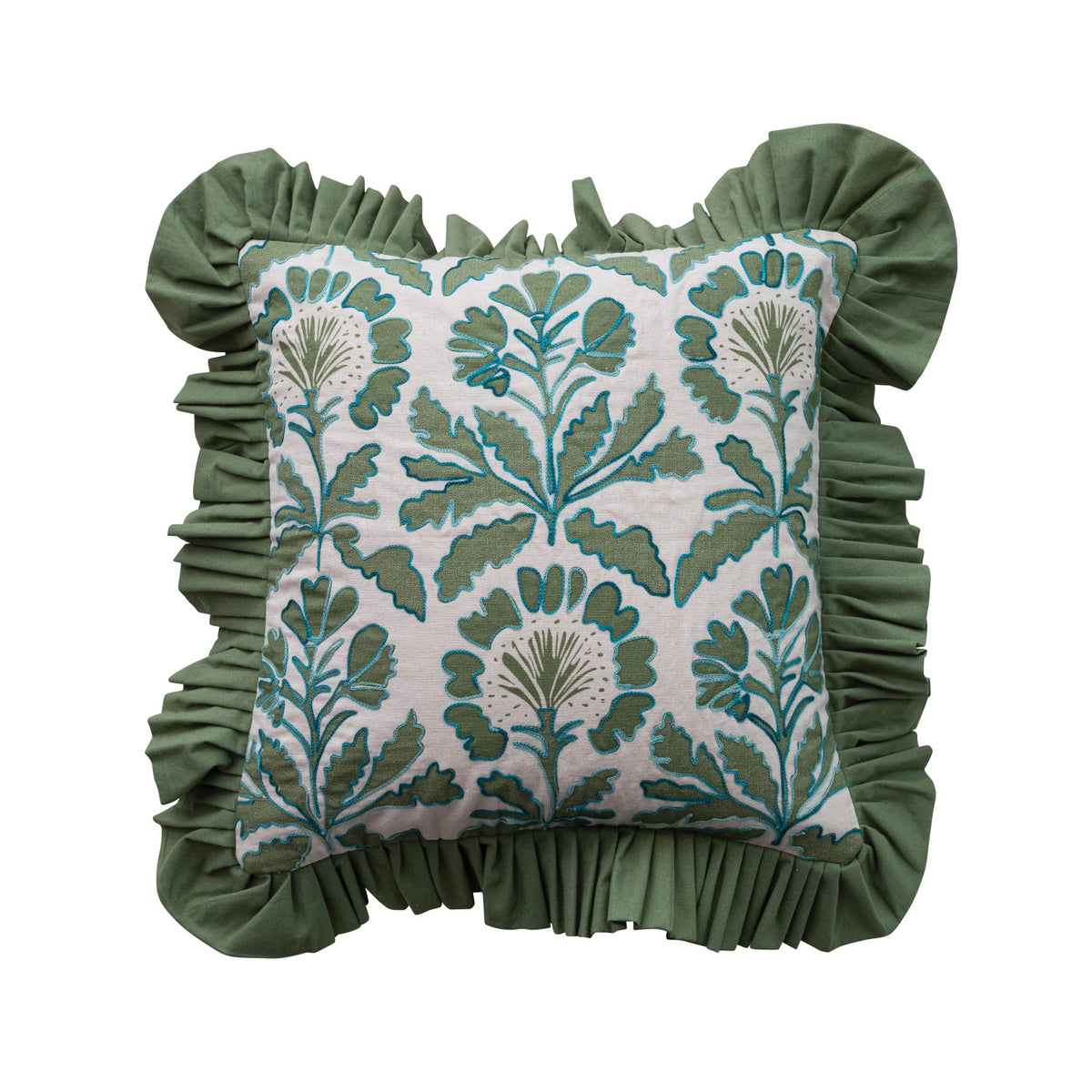 Magpie Pillow, Grn Ruffle/18"